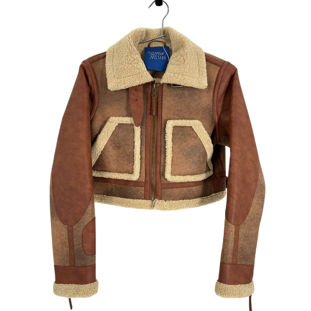Simon Miller Faux Shearling Brown Mini Jetz Jacket Size S - Picture 2 of 4